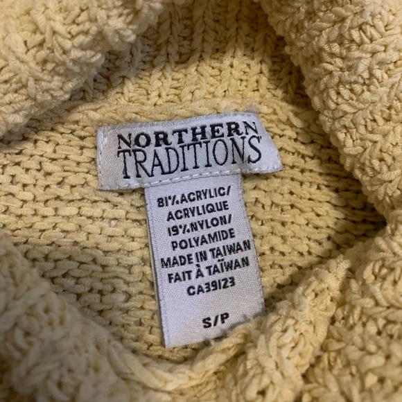 Northern Traditions Cowl Neck Sweater - Yellow Knit - Size Small - Picture 4 of 5